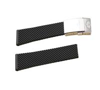 dongriuk Rubber Watch Strap For Breitling Avenger Super Ocean Heritage Blackbird Reconnaissance Aircraft(Black glossy silver,22mm)