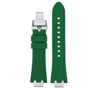 dongriuk Rubber Watch Strap For MAURICE LACROIX AIKON Connector AI6008 6038 6007 Bracelet Quick Release Metal Steel Head Silicone Band(Green silvery,AI6058)