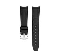 dongriuk Silicone Watch Strap For Omega AT150 Seamaster 300 Speedmaster Arc-shaped Opening Rubber Watchband(Black)