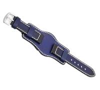 dongriuk Vintage Handmade Watch Strap For Fossil Cuff Leather Watchbands With Mat Watch Band Replacement(Blue,22mm)