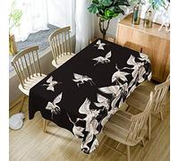 DONGSHAN Japanese Crane Tablecloth Rectangular 137x274 cm Table Cloth Wipe Clean for Home Garden Picnic Coffee Party, Waterproof Heat Resistant Table Cover for Kitchen Dining Table