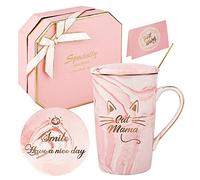 DONGSHANGIFT Cat Mama Mug Mom Coffee Novelty Gifts for Mother Lovers Birthday Mothers Day from Daughter Son 14 oz with Gift Box Set(pink-cat mama)