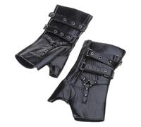 DONGSHUAI Medieval Gloves Wide Cuffs Bracers Men Steampunk Knights Wristband Arm Guards Cosplay Costume,Black