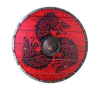 DONGSHUAI Wooden Painted Viking Shield Medieval Round Weapon Adult Soldier Cosplay Armor Halloween Battle Costume Decorative Shied
