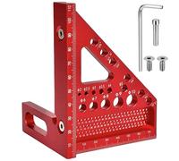 DONGTATA 3D Speed Square Multi Angle Measuring Ruler Aluminium Alloy Carpenter Square 22.5-90° Accurate Triangle Square with Multiple Drill Holes and Positioning Aid for Woodworking Layout