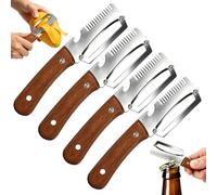 DONGTATA 4 Pack 3 in 1 Vegetable Peeler Wooden Handle Stainless Steel Fruit Potato Peeler Kitchen Peeler with Julienne Cutter Bottle Opener for Potato Carrot Apple Pumpkin Cucumber