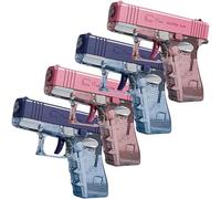 DONGTATA 4-Pack Transparent Water Pistols for Kids - Manual Squirt Toys with Long Range & Visible Water Level, Perfect for Summer Pool, Beach, Outdoor Water Games (Blue + Pink)