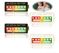 DONGTATA 4pcs Social Battery Brooches,Campus Pins Sharing with Your Friends, Best Gift-pin badges for Best Friends, Funny and Cute Brooch Pin, Mood Expression Pin Badge for Girls and Boys