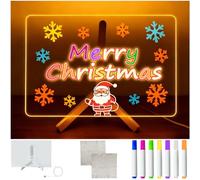DONGTATA LED Note Board with 7 Colours Pens, Magic Light-Up Acrylic Drawing Board for Teens & Adults, Creative Writing Board for Doodling, Messages, Planning, Home Office & Café Décor