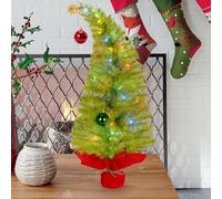 DONGULI Table Top Christmas Tree, Bendable Artificial Small Christmas Tree Pre-lit 2Ft Mini Xmas Trees with 16.4Ft LED Light for Indoor Holiday DIY Decor