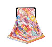 DONGXIONG 90Cm Silk Large Square Scarf Colorful Shawl Satin Bright Silky Flower Feather Butterfly Dot Scarf Wedding Ceremony Gift 471#
