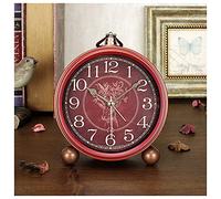 DONGYUCHUN Vintage Desk And Shelf Alarm Clock, Old Fashioned Retro Style, Quiet Sweep-Non-Ticking, Battery Operated - Simple Settings, Antique Finish, 5 Inch,Wine red