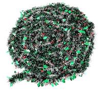 DONGZHI 10m Green Christmas Tinsel Garland with Star for Christmas Tree Decorations (Green)