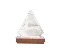 Dongzhi Storm Glass Weather Predictor - Crystal Weather Forecaster Weather Station - Weather Predicting Storm Glass - Diamond Shaped Decorative Barometer with Wooden Base for Birthday, Clear