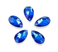 DONGZHOU Flatback Sew On Rhinestones，18 * 11mm Drop Shape Sewing Stone with Holes Crystal Clothing Accessories for Clothes,Shoes,Garments,DIY Crafts,Capri Blue