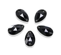 DONGZHOU Flatback Sew On Rhinestones，18 * 11mm Drop Shape Sewing Stone with Holes Crystal Clothing Accessories for Clothes,Shoes,Garments,DIY Crafts,Jet