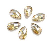 DONGZHOU Flatback Sew On Rhinestones，18 * 11mm Drop Shape Sewing Stone with Holes Crystal Clothing Accessories for Clothes,Shoes,Garments,DIY Crafts,Crystal Golden Shadow