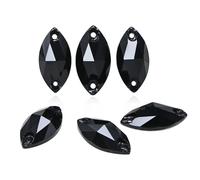 DONGZHOU Flatback Sew On Rhinestones，18 * 9mm Navette Shape Sewing Stone with Holes Crystal Clothing Accessories for Clothes,Shoes,Garments,DIY Crafts,Jet