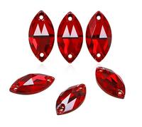 DONGZHOU Flatback Sew On Rhinestones，18 * 9mm Navette Shape Sewing Stone with Holes Crystal Clothing Accessories for Clothes,Shoes,Garments,DIY Crafts,Siam