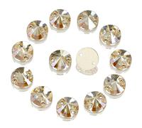 DONGZHOU Flatback Sew On Rhinestones，8mm Round Shape Sewing Stone with Holes Crystal Clothing Accessories for Clothes,Shoes,Garments,DIY Crafts,Crystal Golden Shadow