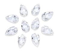 DONGZHOU Sew On Rhinestone Clear Faceted Drop Shape Sewing Beads Crystal Sew Flat-Back Glass Rhinestones Crystal Gems Dress Accessories for Costume, Clothes, Garments, DIY Crafts 12 * 7