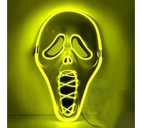DONGZQAN Halloween Scream Masks Led Mask in Multiple Light Modes, Ghostface Mask, Scary Halloween Costumes for Men Adults Kids Boys, Anonymous Neon Mask Halloween Gifts(yellow)