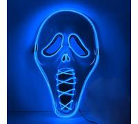 DONGZQAN Halloween Scream Masks Led Mask in Multiple Light Modes, Ghostface Mask, Scary Halloween Costumes for Men Adults Kids Boys, Anonymous Neon Mask Halloween Gifts(blue)