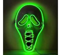 DONGZQAN Halloween Scream Masks Led Mask in Multiple Light Modes, Ghostface Mask, Scary Halloween Costumes for Men Adults Boys, Anonymous Neon Gifts (Fluorescent green)
