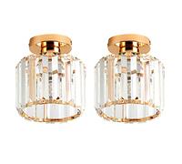 DONHEK 2 Pcs Ceiling Lights Crystal Ceiling Pendant Lamp Modern Semi Flush Mount Ceiling Lighting Fixture, Hallway Ceiling Lights Aisle Lamp Corridor Mini Chandelier E27 Socket Star of Light