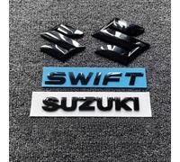DONHEK Car Emblems for Suzuki Swift 2017-2023,ABS Material Grill/Front/Rear Trunk Logo 3D Signs Car Letters Decal Replacement Auto Accessories Personality Modification, 4-piece set (black)
