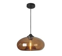 DONHEK Glass Dome Pendant Light Single Ceiling Lamp Modern Hanging Lighting Fixture Ø28cm E27 Loft Bedroom Restaurant Suspended Lights Black Metal Holder Suspended Lights Star of Light