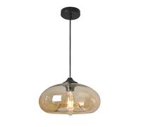 DONHEK Glass Dome Pendant Light Single Ceiling Lamp Modern Hanging Lighting Fixture Ø28cm E27 Loft Bedroom Restaurant Suspended Lights Black Metal Holder Suspended Lights Star of Light