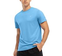 donhobo Men's Activewear Polos Running T-Shirts,Men's Watersport Rash Guards,UPF 50+ Rash Vest,Mens Swimming Summer Top Swimwear Quick Dry Golf Gym Top Mid Blue L