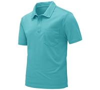 donhobo Men's Activewear Polos Shirts,Men's Breathable Short Sleeve T-Shirts,Summer Golf Lightweight Casual Work Rugby Shirt top Marine Blue S