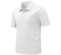 donhobo Men's Activewear Polos Shirts,Men's Breathable Short Sleeve T-Shirts,Summer Golf Lightweight Casual Work Rugby Shirt top White S