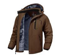 donhobo Men's Fleece Jacket Winter Waterproof Warm Ski Jackets Windproof Coat With Zip Pockets Hood