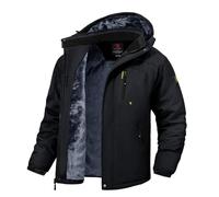 donhobo Men's Fleece Jacket Winter Waterproof Warm Ski Jackets Windproof Coat With Zip Pockets Hood
