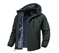 donhobo Men's Fleece Jacket Winter Waterproof Warm Ski Jackets Windproof Coat With Zip Pockets Hood