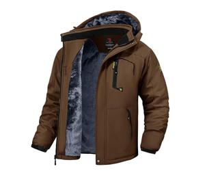 donhobo Men's Fleece Jacket Winter Waterproof Warm Ski Jackets Windproof Coat With Zip Pockets Hood