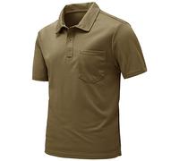 donhobo Men's Polos Shirts,Men's Activewear Polos T-Shirts,Breathable Quick Dry Camping Golf Rugby Shirt Top Brown 3XL-1