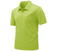 donhobo Men's Polos Shirts,Mens Rugby Shirt Top,Performance Left Chest Pocket Stretch Polo Shirt Yellow Green XL