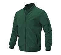 donhobo Men's Spring Autumn Casual Jackets,Lightweight Bomber Jacket Outdoor Sports Windbreakers Thin Baseball Coats with Zipper Pockets Green M-1