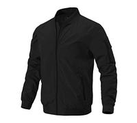 donhobo Men's Spring Autumn Casual Jackets,Lightweight Bomber Jacket Outdoor Sports Windbreakers Thin Baseball Coats with Zipper Pockets Black M-1