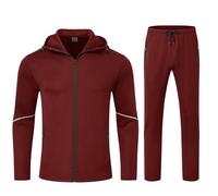 donhobo Mens Tracksuits Set Full Zip Hooded,Mens Track Suits 2 Piece,Sweatsuits for Men Jogging Tops Bottoms Casual Warm Sets WineRed XXXL