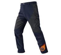 donhobo Men's Waterproof Trousers Softshell Fleece Lined Outdoor Walking Warm Thicken Hiking Ski Pants with Zip Pockets