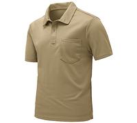 donhobo Polo Shirts for Men Adult,Men's Lightweight Breathable Golf Polo Shirt with Pockets Light Camel M