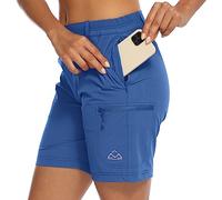 donhobo Women's Activewear Shorts, Ladies Walking Hiking Summer Cargo Shorts Trousers Lightweight Quick Dry Outdoor Casual Stretch Shorts Trousers Blue S