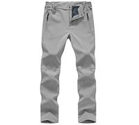 donhobo Womens Cargo Waterproof Trousers,Ladies Thermal Fleece Lined Ski Snow Trouser Winter Outdoor Elasticated Waist Zipper Pocket Hiking Fishing Pants Light Gery L
