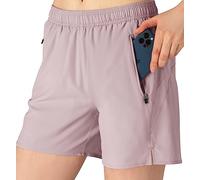 donhobo Womens Gym Running Shorts with Zipper Pockets,Ladies Running Short,2 in 1 Breathable Quick Dry Fitness Shorts for Workout Training Yoga Jogging Pilates Purple XXL