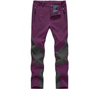 donhobo Women's Outdoor Softshell Trousers Winter Fleece Lined Walking Trousers Waterproof Windproof Hiking Pants Purple S